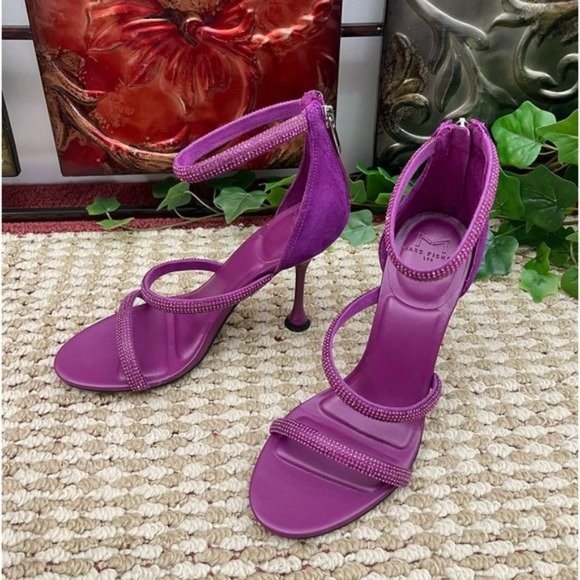 MARC FISHER LTD Carita Ankle Strap Heeled Sandal in Purple Size 7.5 - Picture 5 of 12